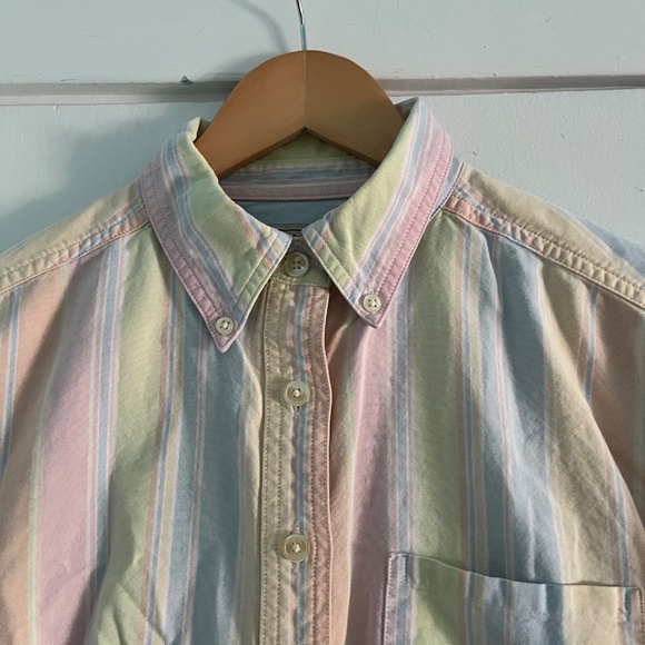 LL Bean Vintagr Oxford Button Down Shirt, Pastel Stripe, S Petite - Picture 6 of 9